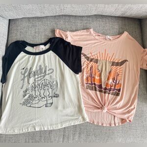 Girls Western Graphic T-Shirts in Black and Pink